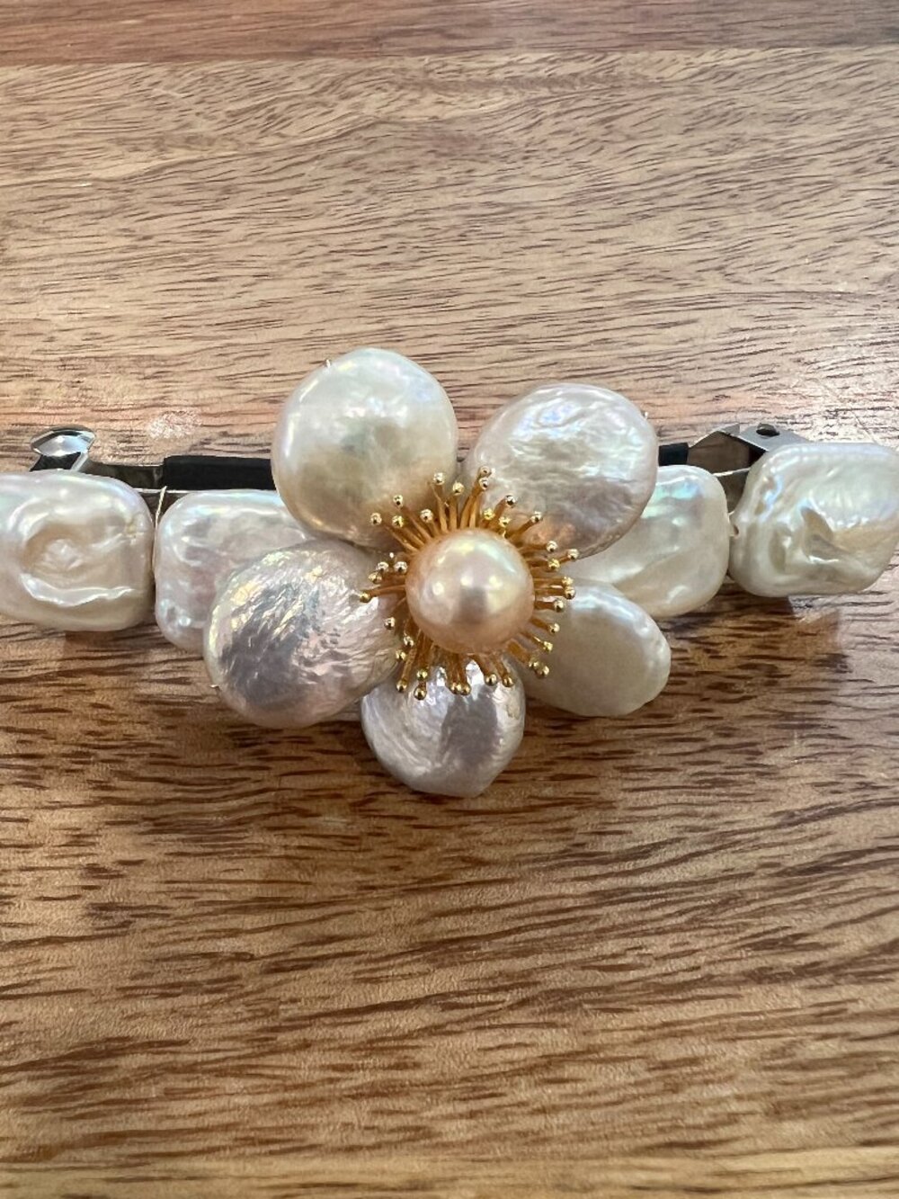 Handmade Hair Clip with Baroque Freshwater Pearls